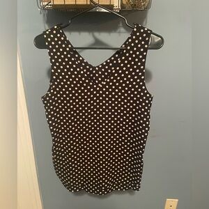 Ann Taylor Factory Black and Cream Polka Dot sleeveless top